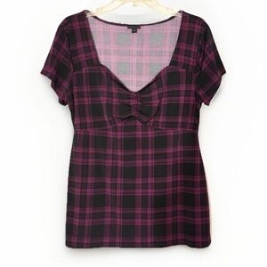 Torrid Maroon Plaid Stretch Top Size Large EUC